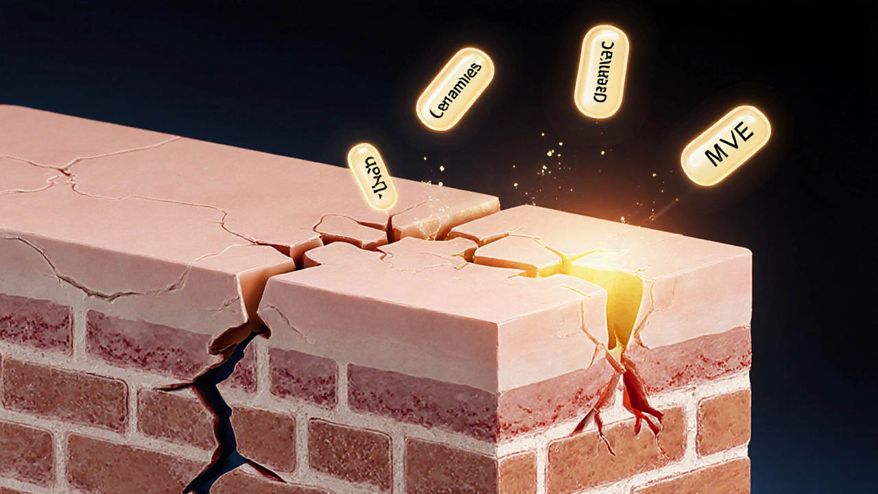 Vizualizace obnovy kůžní bariéry pomocí tří ceramidů a technologie MVE.