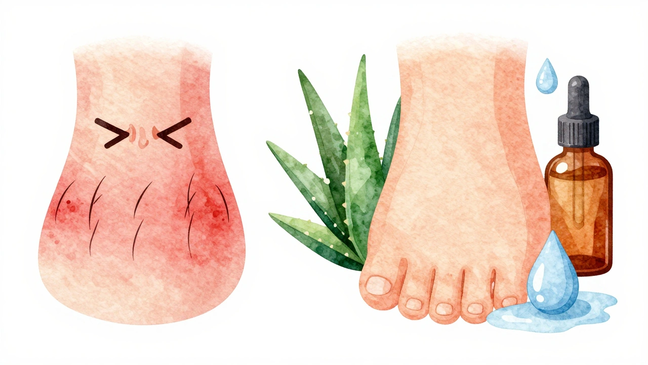 Ilustrace hojené kůže po epilaci s přírodními prostředky.