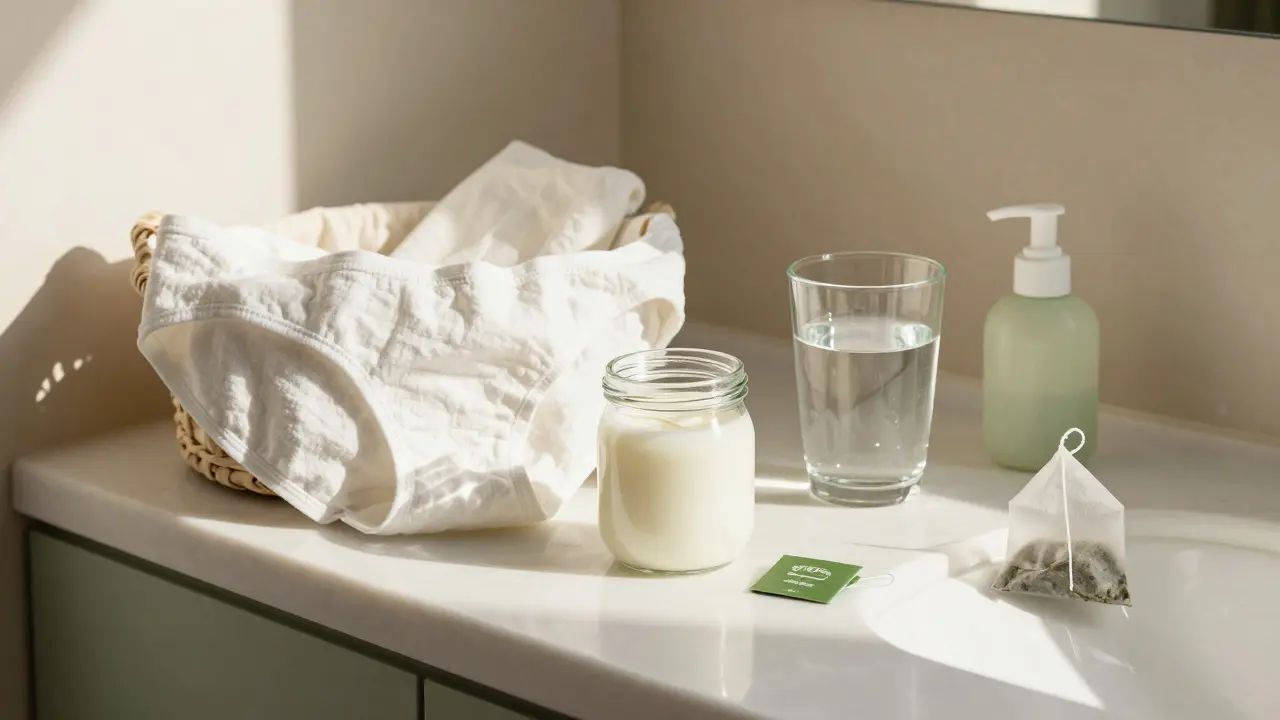 Přirozené produkty péče o intimní hygienu na zálavce