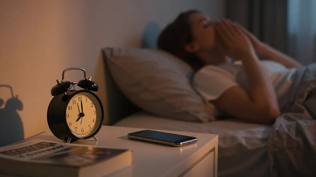 Klidná scéna v ložnici symbolizující digitální detox a uvolnění před spaním.