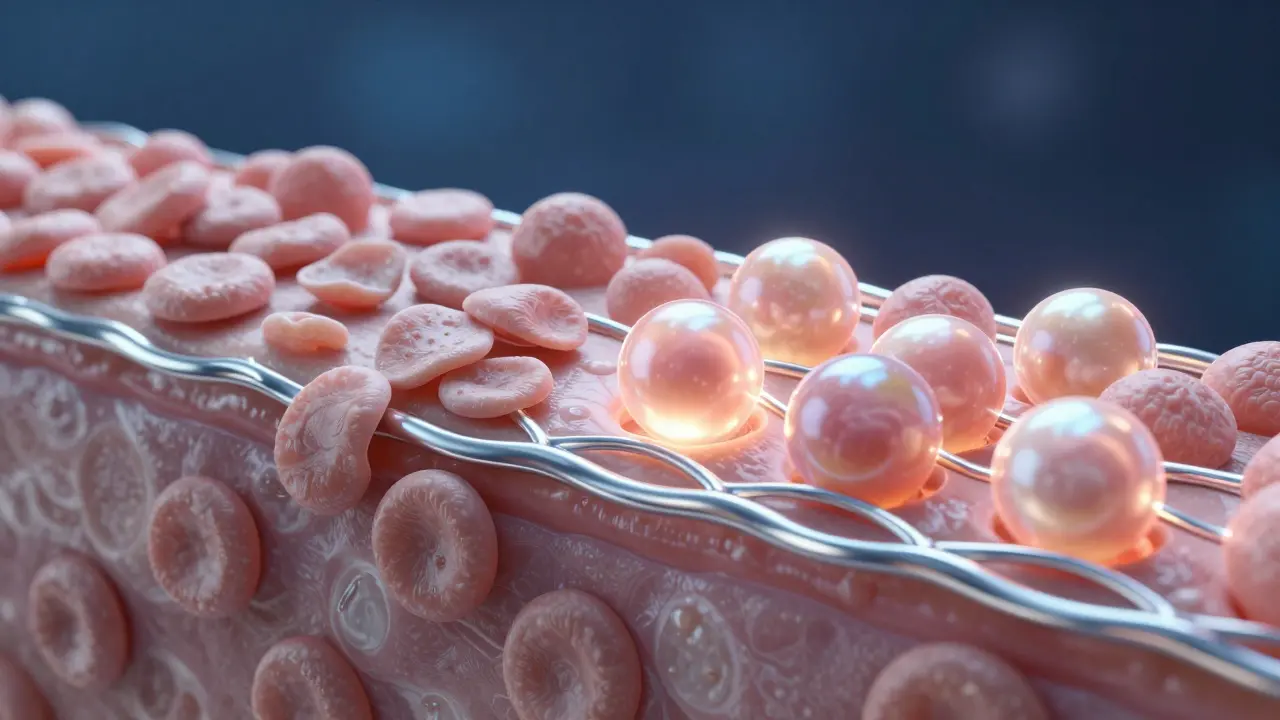 Konceptuální znázornění obnovy buněk kůže a stimulace kolagenu díky retinolu.