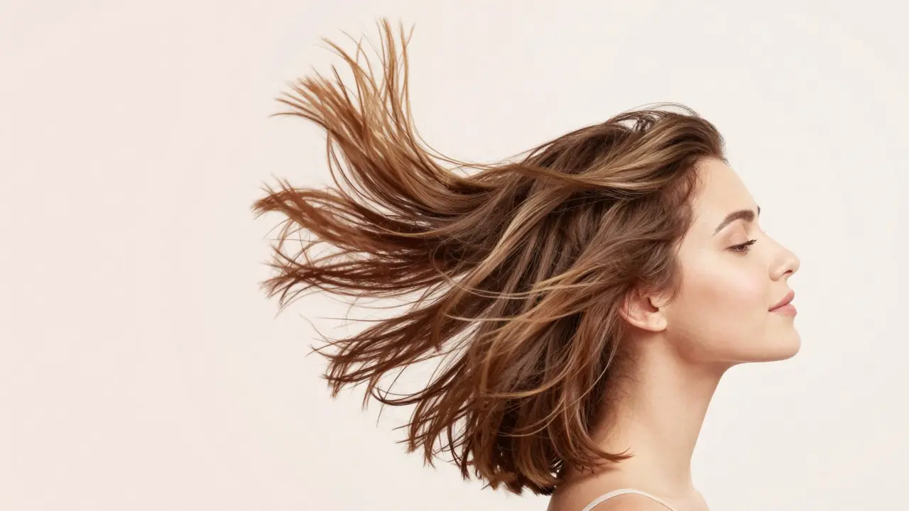 Žena s jemnými vlasy s výrazným objemem a nadzvednutými kořínky.