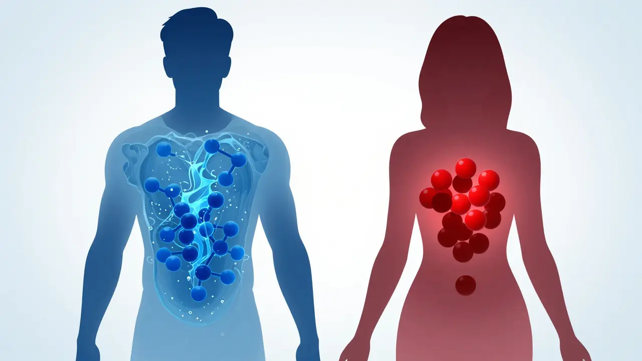 Konceptuální porovnání metabolismu alkoholu u mužů a žen