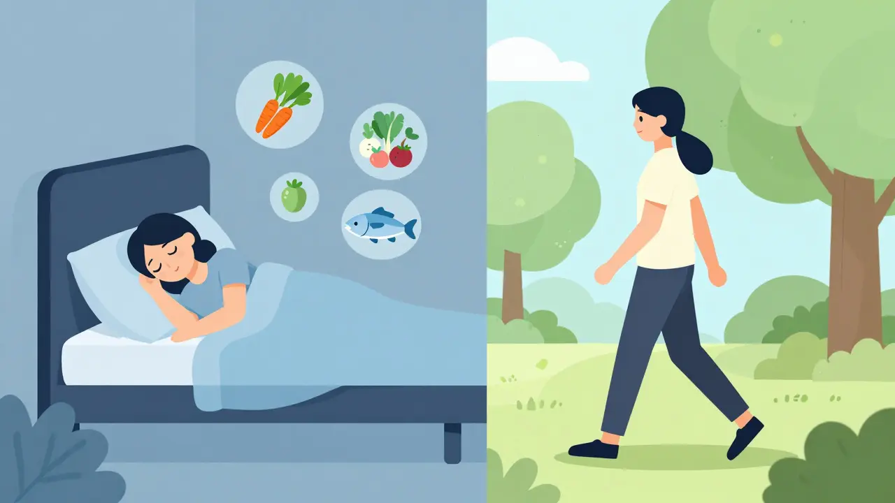 Ilustrace vyváženého životního stylu: spánek, pohyb a zdravá strava