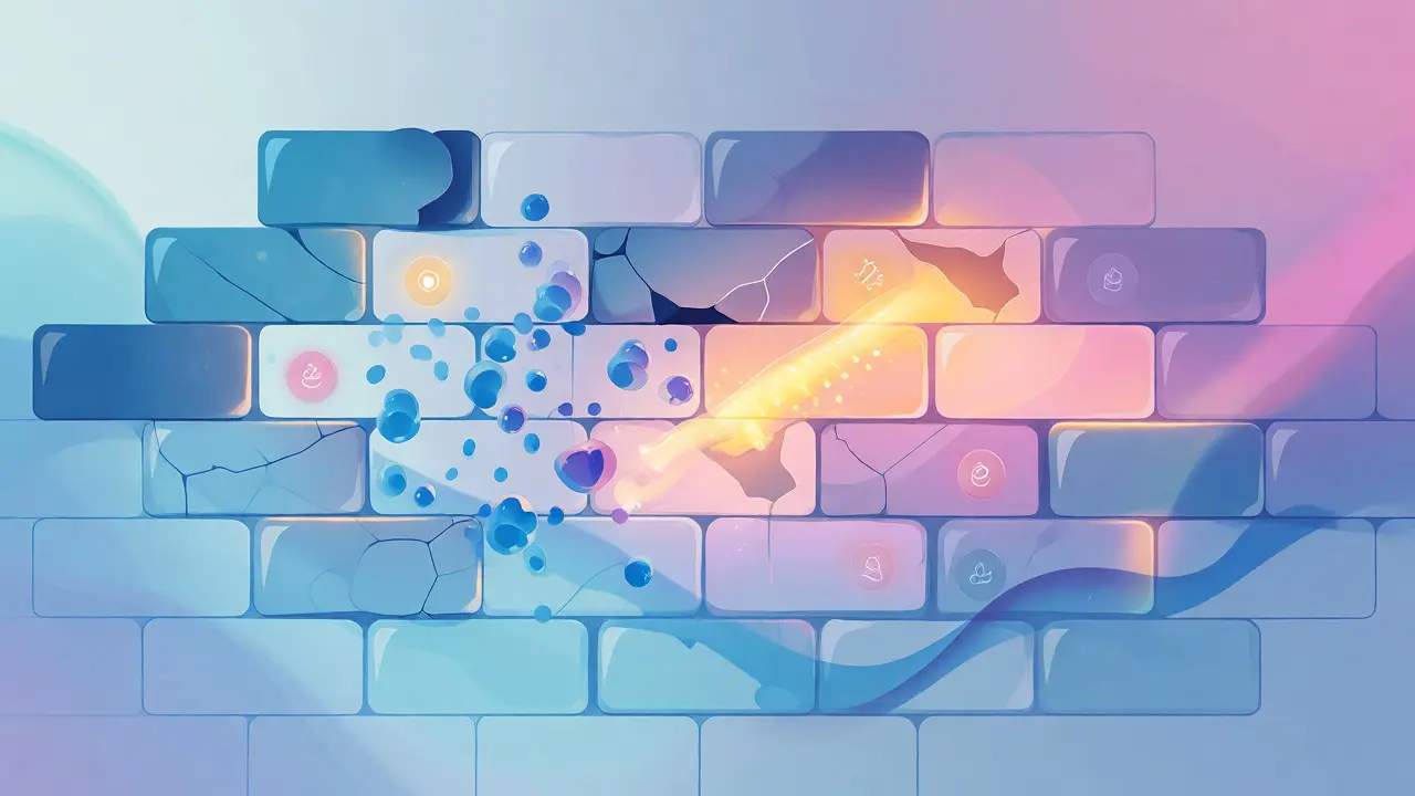 Ilustrace obnovy kožní bariéry hydratací
