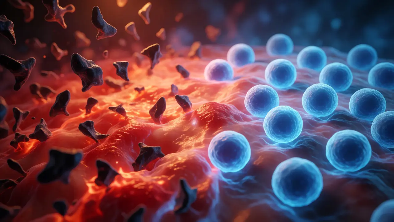 Konceptuální ilustrace nerovnováhy mikrobiomu a patogenů
