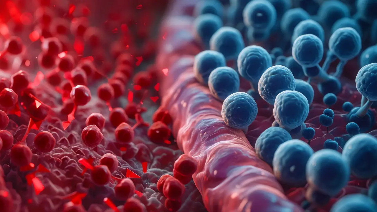 Vizuální znázornění boje mezi antibiotiky a probiotiky ve střevech